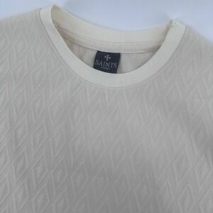 Saints Studio T-Shirt Mens Small Cream Textured Diamond Jacquard D2573-Y4305